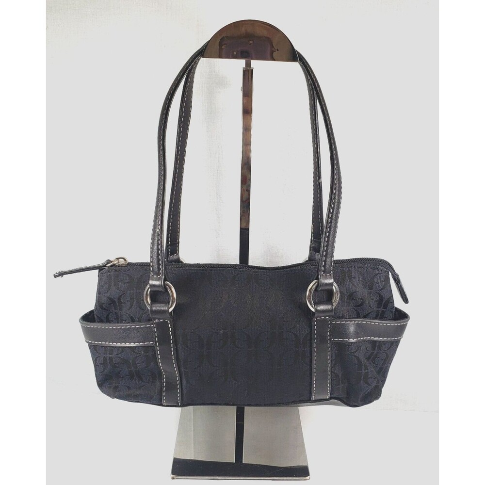 Y2K Fossil Jacquard Logo Baguette Womens Purse Shoulder Bag Retro Black